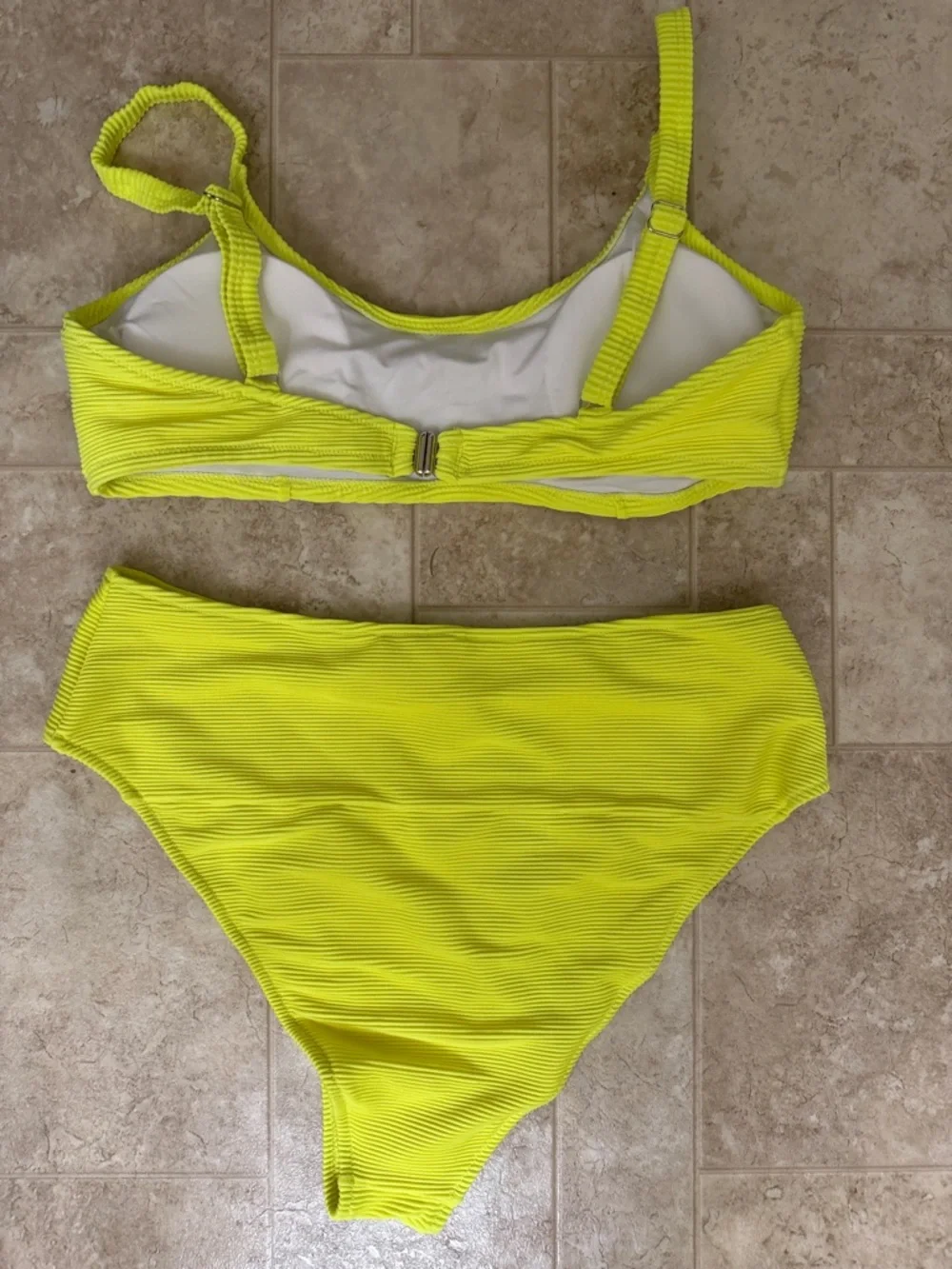 POPVIL Neon Yellow Ribbed Bikini Set Top - Picture 4 of 6